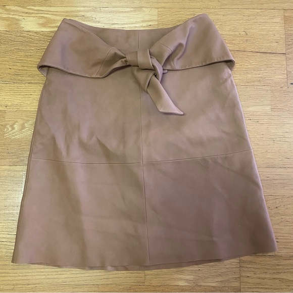 Veda Revolve Tan Leather Tie Waisted Preppy Western Coastal Cowgirl Skir… - Picture 1 of 4